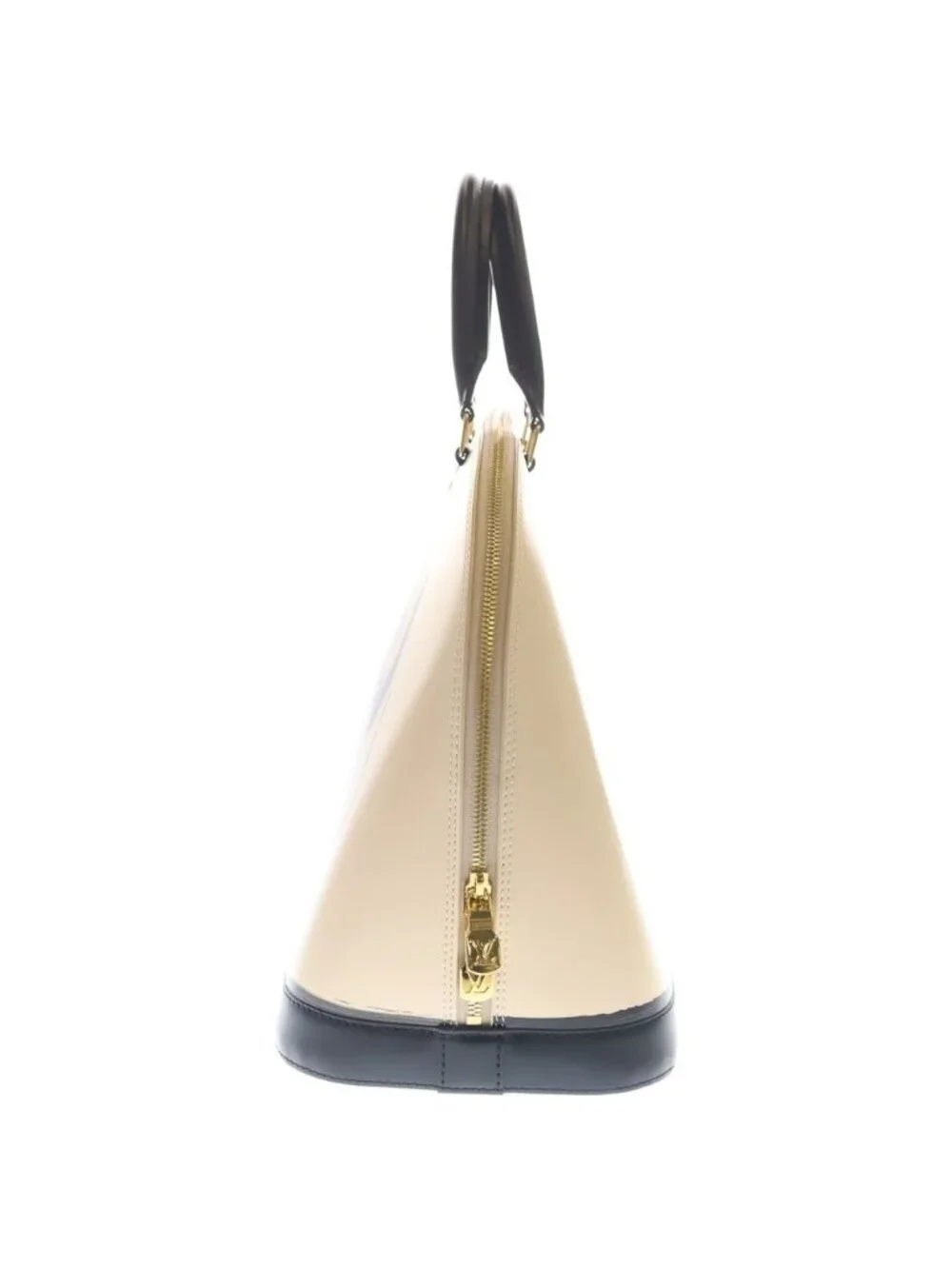 Louis Vuitton Alma GM Trompoille Handbag Light Pink Black Leather Gold